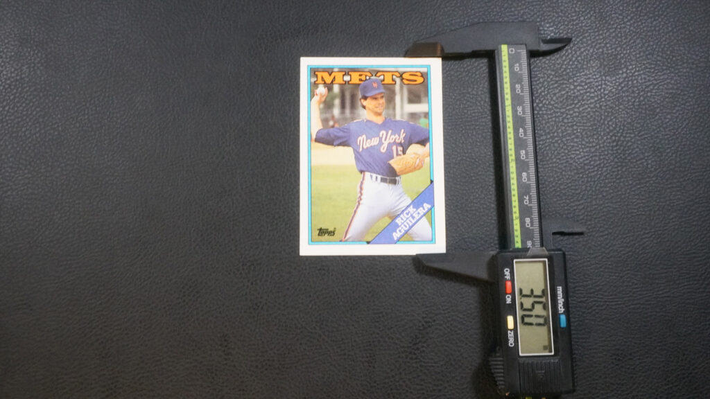 measuring a baseball card